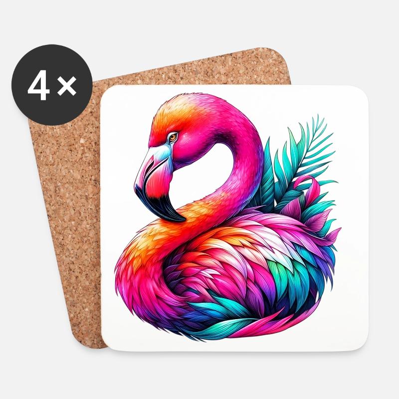 Flamingo - Untersetzer (4er-Set) - Weiß