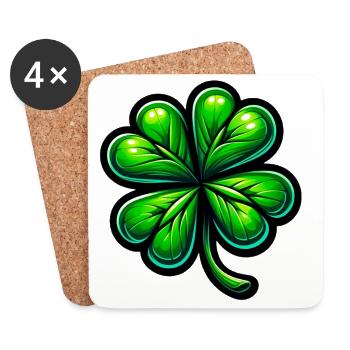 Trèfle à quatre feuilles - Dessous de verre (lot de 4) - blanc - Devant