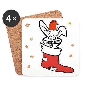 Lapin de Pâques Saint-Nicolas - Dessous de verre (lot de 4) - blanc - Devant