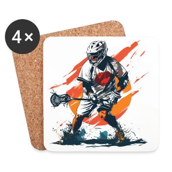 Lacrosse player - Coasters (set of 4) - white - Front