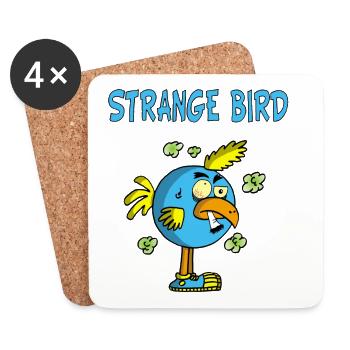 Seltsamer blauer Vogel - Untersetzer (4er-Set) - Weiß - Vorne