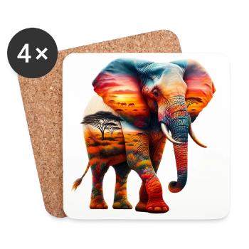 Éléphant - Dessous de verre (lot de 4) - blanc - Devant