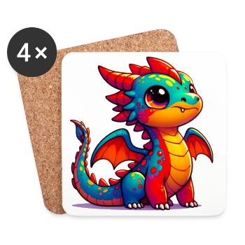 Drache - Untersetzer (4er-Set) - Weiß - Vorne