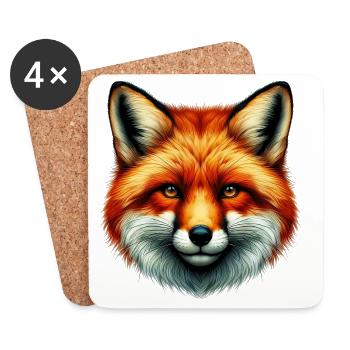 Renard - Dessous de verre (lot de 4) - blanc - Devant