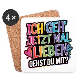Ich gehe jetzt mal lieben - positiv denken - Untersetzer (4er-Set) - Weiß - Vorne