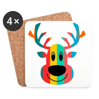 WEIHNACHTEN. FROHE WEIHNACHTEN. FROHE WEIHNACHTEN. WEIHNACHTSMANN - Untersetzer (4er-Set) - Weiß - Vorne