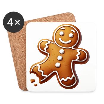 Lebkuchenmann mit Biss – Weihnachtliches Design - Untersetzer (4er-Set) - Weiß - Vorne