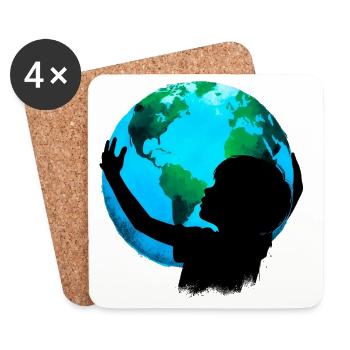 Planet Erde - Untersetzer (4er-Set) - Weiß - Vorne