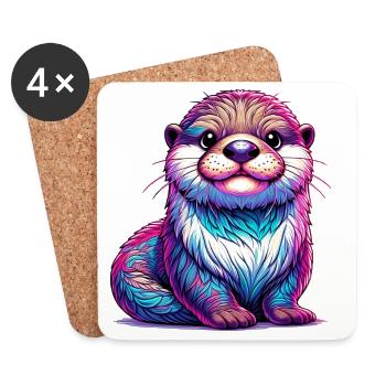 Otter - Untersetzer (4er-Set) - Weiß - Vorne