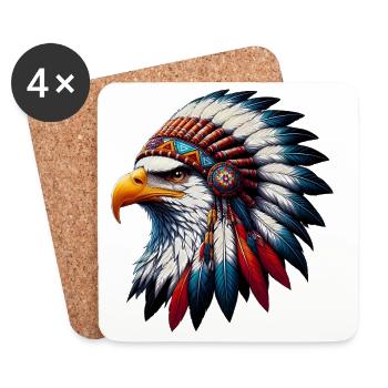 Aigle amérindien Peaux rouges américaines - Dessous de verre (lot de 4) - blanc - Devant
