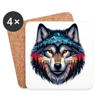 Loup - Dessous de verre (lot de 4) - blanc - Devant