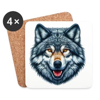 Wolf - Untersetzer (4er-Set) - Weiß - Vorne