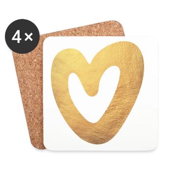 Yoga Coeur Amour Or Noël Symbole Amour Luxe - Dessous de verre (lot de 4) - blanc - Devant