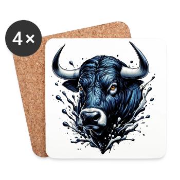 Taureau - Dessous de verre (lot de 4) - blanc - Devant