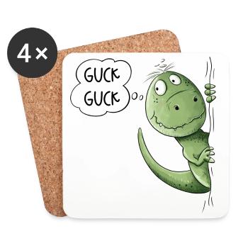 Guck Guck T-Rex Dino I Tyrannosaurus Dinosaurier - Untersetzer (4er-Set) - Weiß - Vorne