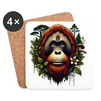 Orang-Utan Affe Orang-Utan - Untersetzer (4er-Set) - Weiß - Vorne