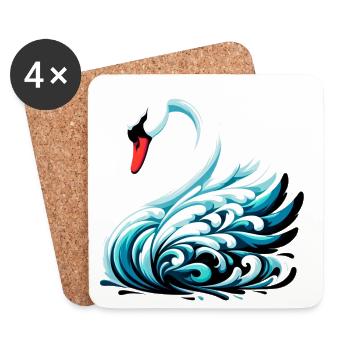 Cygne - Dessous de verre (lot de 4) - blanc - Devant
