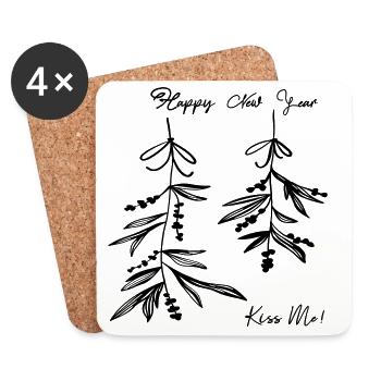 Mistelzweig Weihnachten - Untersetzer (4er-Set) - Weiß - Vorne