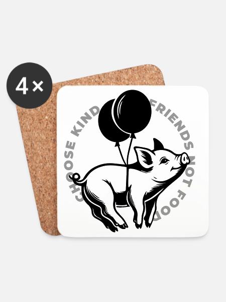 Schweine sind Freunde - Untersetzer (4er-Set) - Weiß