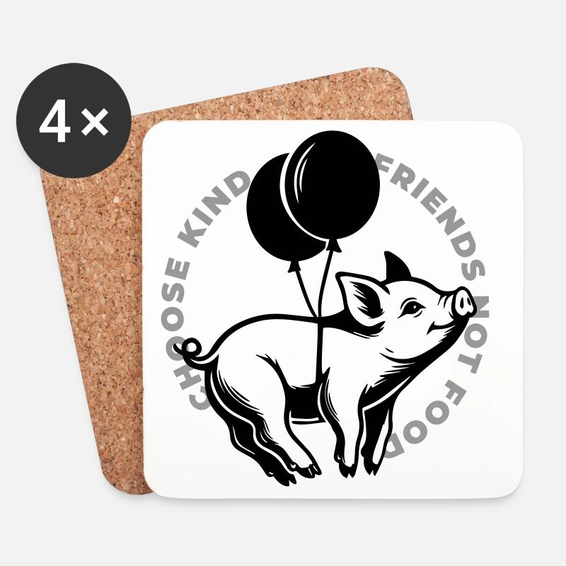 Schweine sind Freunde - Untersetzer (4er-Set) - Weiß