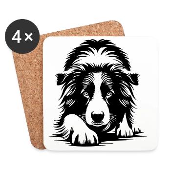 Border Collie - Dessous de verre (lot de 4) - blanc - Devant
