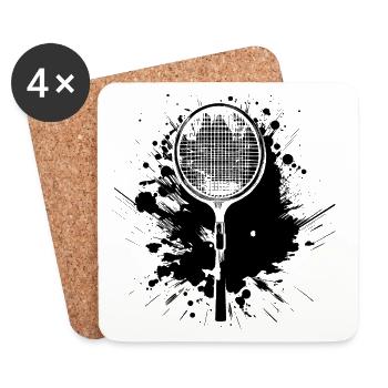Raquettes de badminton - Dessous de verre (lot de 4) - blanc - Devant