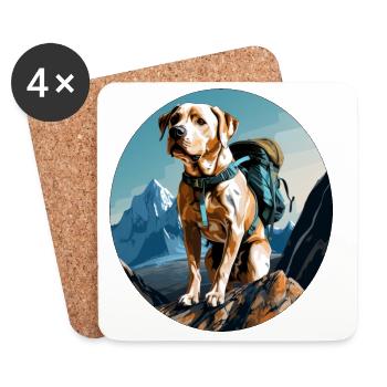 Dogs Hiking / Mountaineering Dog - Coasters (set of 4) - white - Front