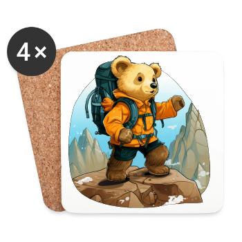 Bären Bergsteiger / Wandern Bär - Untersetzer (4er-Set) - Weiß - Vorne