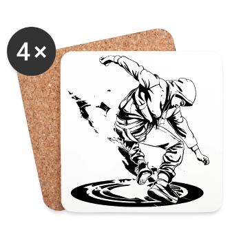 Breakdancer Drawing - Coasters (set of 4) - white - Front
