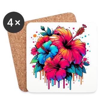 Hibiscus Flowers - Coasters (set of 4) - white - Front