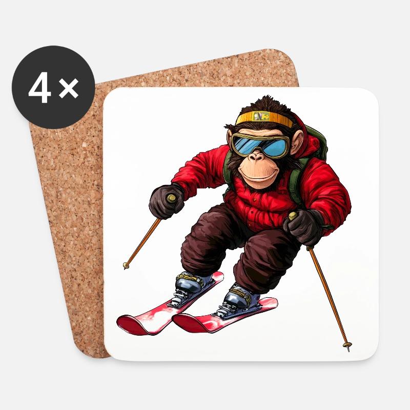 Ski Monkey - Coasters (set of 4) - white