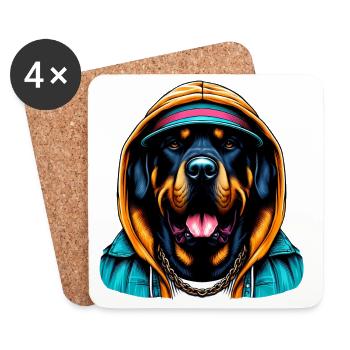 Hund - Untersetzer (4er-Set) - Weiß - Vorne