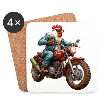 Chickens Motorcycle - Coasters (set of 4) - white - Front
