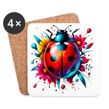 Ladybird - Coasters (set of 4) - white - Front