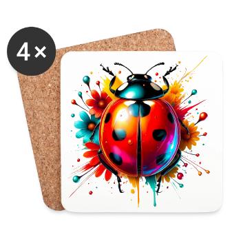 Ladybird - Coasters (set of 4) - white - Front
