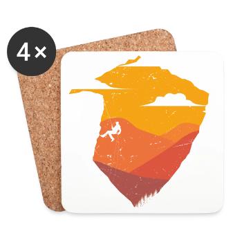 Desert Sunset with Cactus Silhouette - Coasters (set of 4) - white - Front