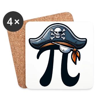 Pirate Pi Day Pirate Motif Fans de mathématiques Enseignant - Dessous de verre (lot de 4) - blanc - Devant