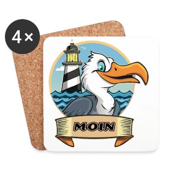 Moin -Möve avec phare - Dessous de verre (lot de 4) - blanc - Devant