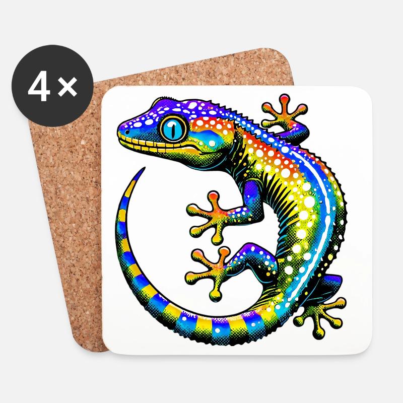 Gecko - Untersetzer (4er-Set) - Weiß