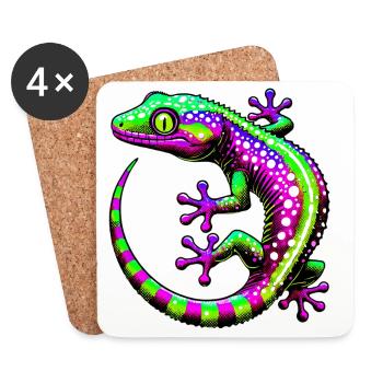 Gecko - Untersetzer (4er-Set) - Weiß - Vorne
