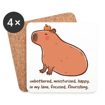 Capybara détendu – Humeur épanouie - Dessous de verre (lot de 4) - blanc - Devant