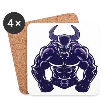 Bulle Muskeln Bodybuilding Taurus - Untersetzer (4er-Set) - Weiß - Vorne