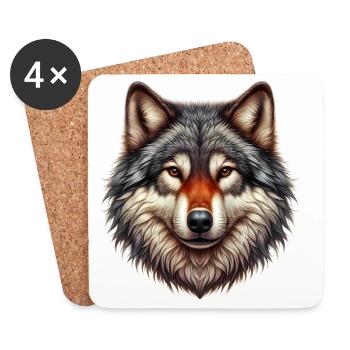 Loup - Dessous de verre (lot de 4) - blanc - Devant