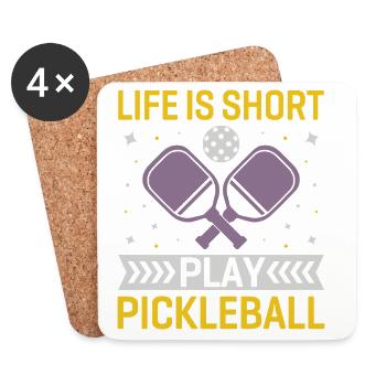 Das Leben ist kurz, spielen Sie Pickleball - Untersetzer (4er-Set) - Weiß - Vorne