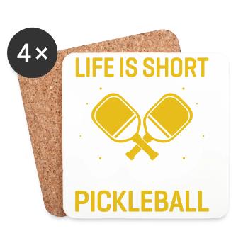 La vie est courte, jouez au pickleball - Dessous de verre (lot de 4) - blanc - Devant