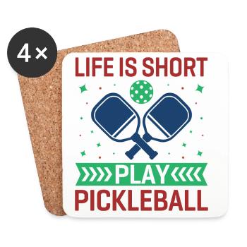 La vie est courte, jouez au pickleball - Dessous de verre (lot de 4) - blanc - Devant