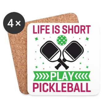 La vie est courte, jouez au pickleball - Dessous de verre (lot de 4) - blanc - Devant