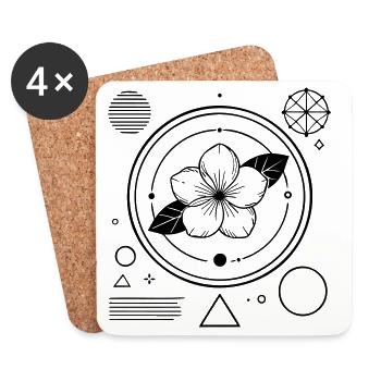 Florale Geometrie – Moderne Kunst für Meditation - Untersetzer (4er-Set) - Weiß - Vorne