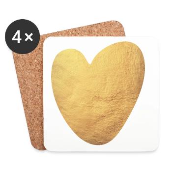 Coeur d’or Yoga Amour Luxe Amour Symbole Mariage - Dessous de verre (lot de 4) - blanc - Devant