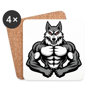 Husky Dog Muscles Bodybuilding - Coasters (set of 4) - white - Front